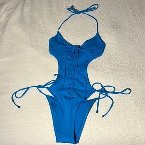 SKIMS Lace Up Monokini - Turquoise (S)
